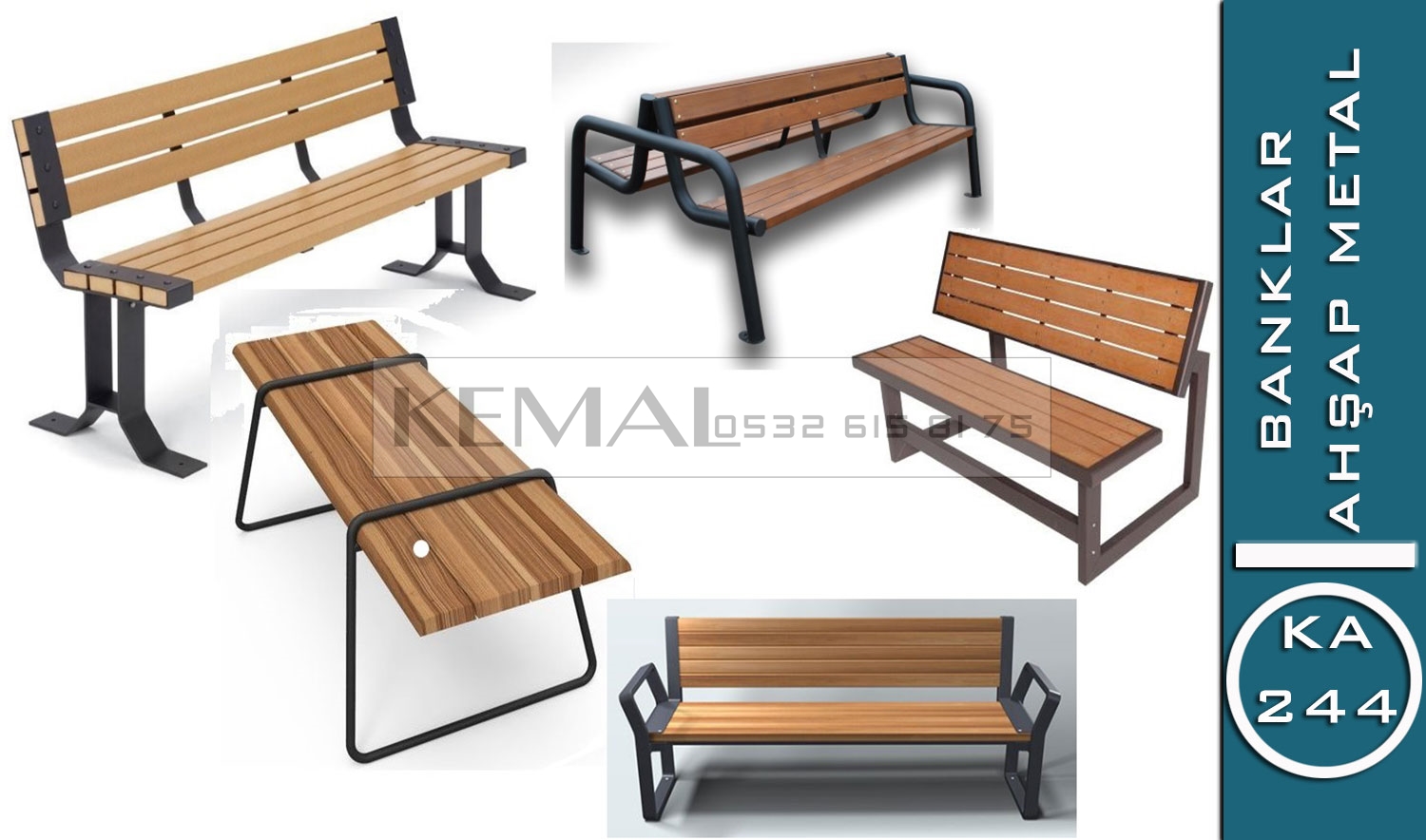 Modern Ahşap & Metal Oturma Bankları