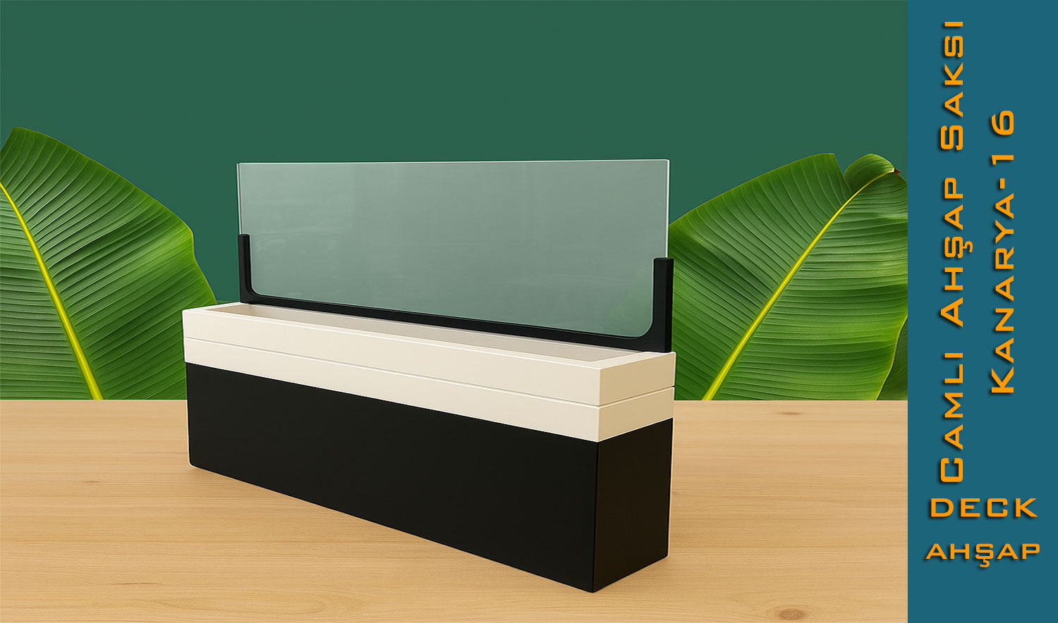 Modern Camlı Ahşap Saksı & Seperatör 