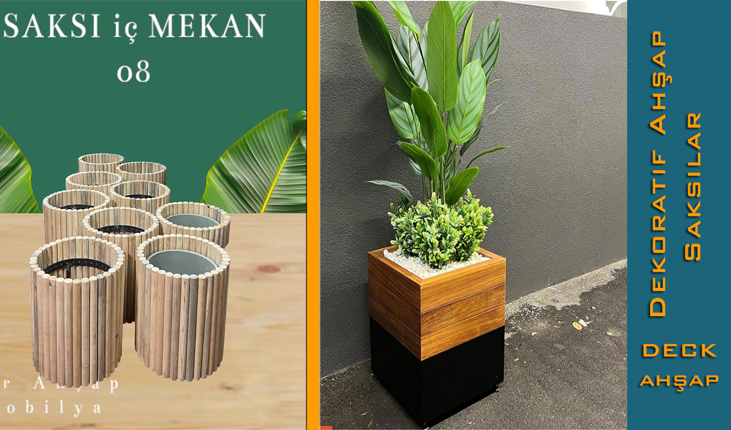 Dekoratif Ahşap İç Mekan Saksıları (Modern Tasarımlar)