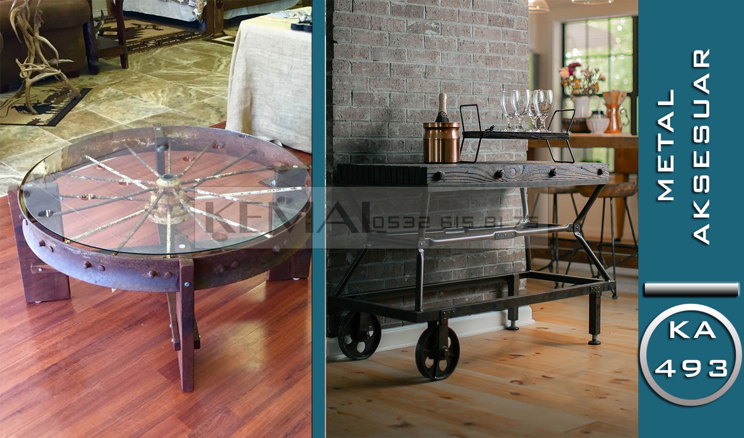 Endüstriyel & Rustik Tasarım Metal Aksesuar ve Mobilyalar (KA 493)