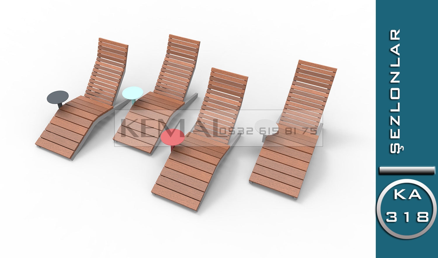 Modern Tasarım Ahşap & Metal Şezlong (KA 318 | Sehpalı Model)