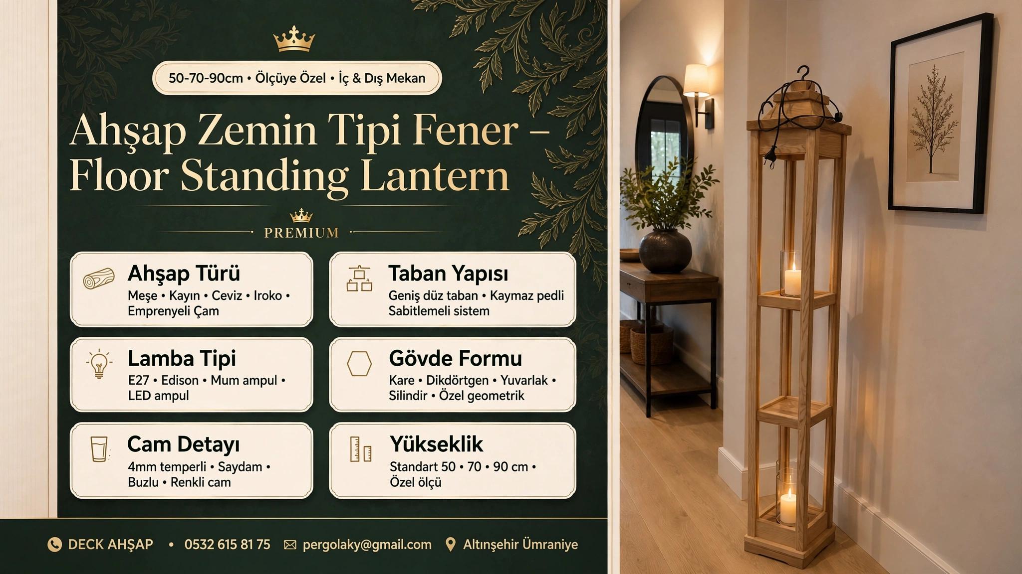Ahşap Zemin Tipi Fener | Floor Standing Ahşap Fener Modelleri