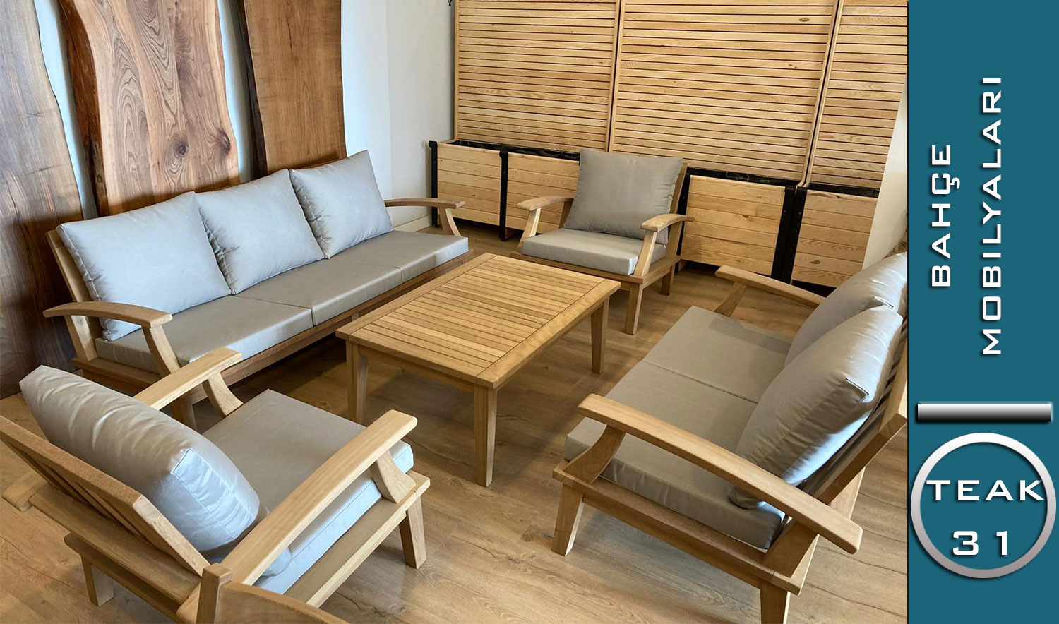 Modern Ahşap Bahçe Oturma Takımı (TEAK 31 Modeli)
