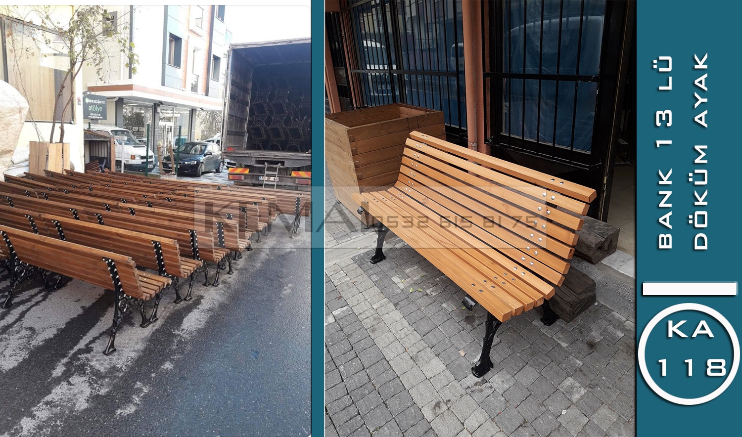 Çıtalı Klasik Döküm Ayaklı Park Bankı (KA 118 Serisi)