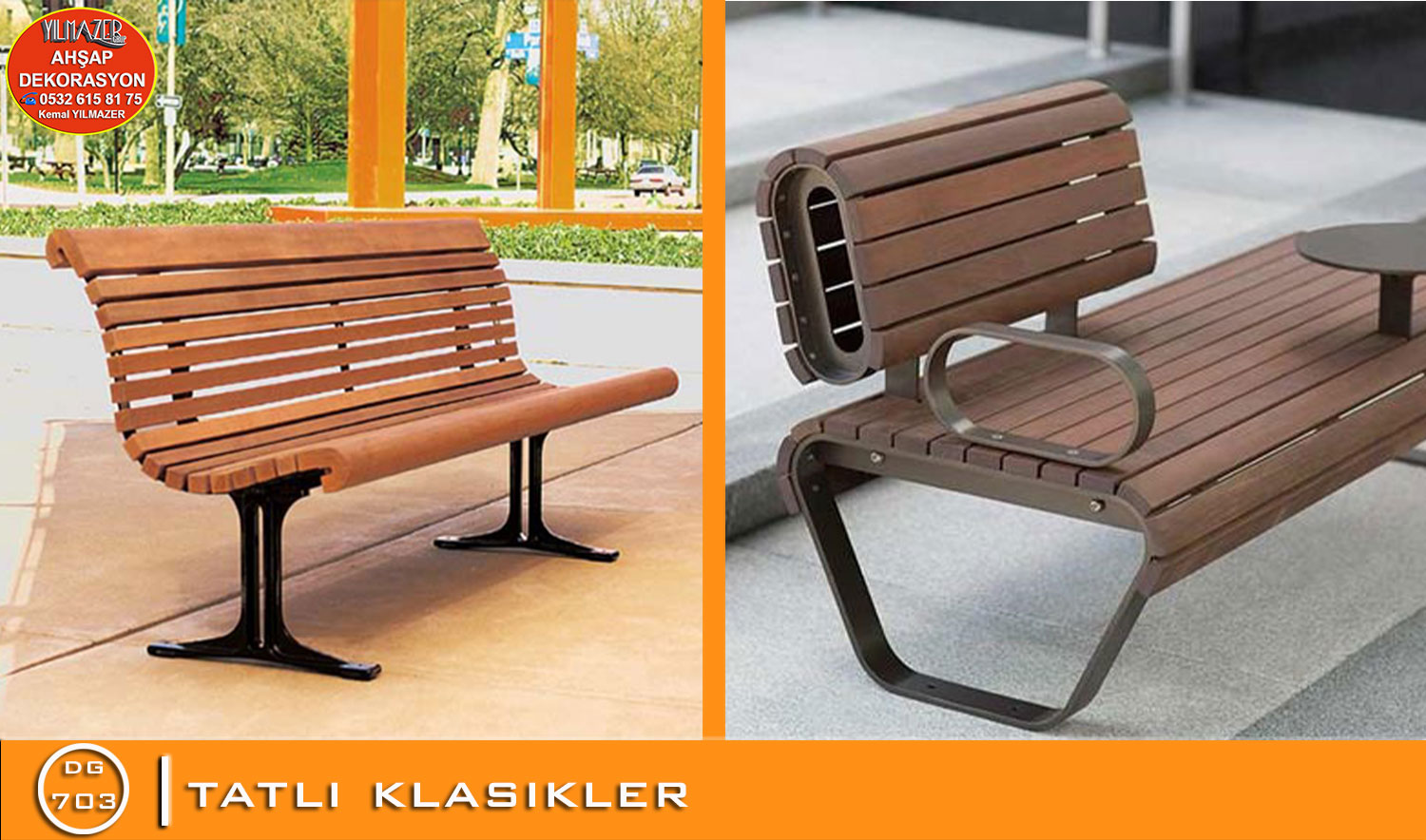 Ahşap Park ve Bahçe Oturma Bankı (DG 703 | Tatlı Klasikler)