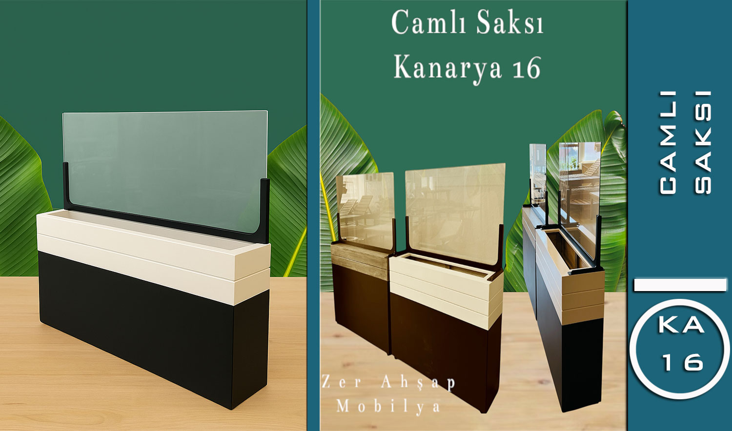 Camlı Çiçeklik Saksı