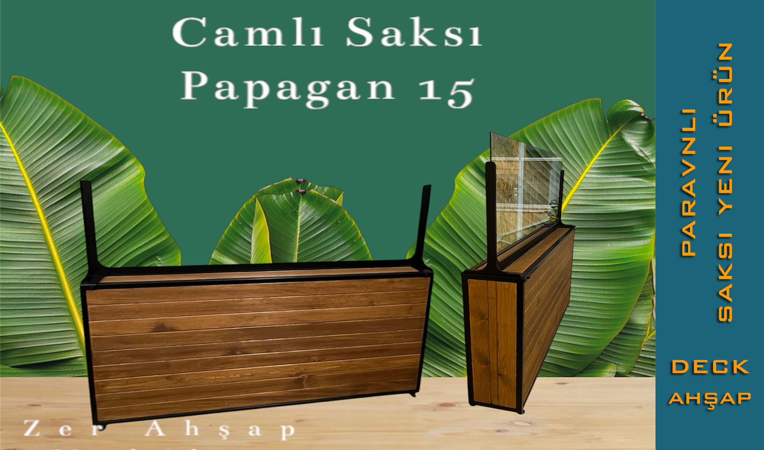 Paravanlı Ahşap Saksı (Yeni Tasarım: Papağan 15)