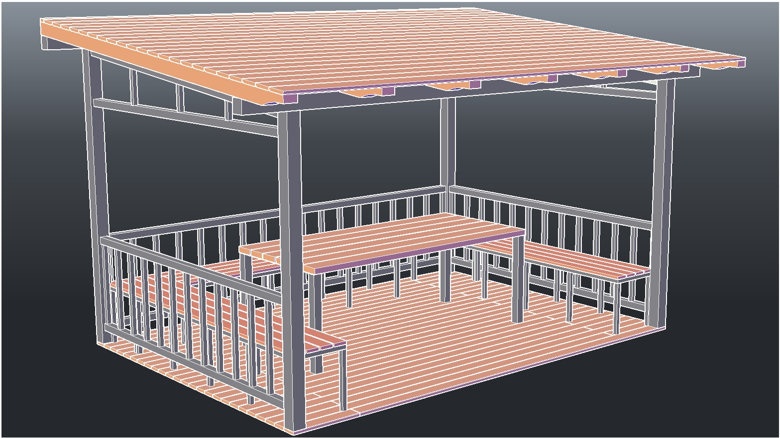 Bütünleşik Ahşap & Metal Çardak / Gölgelik