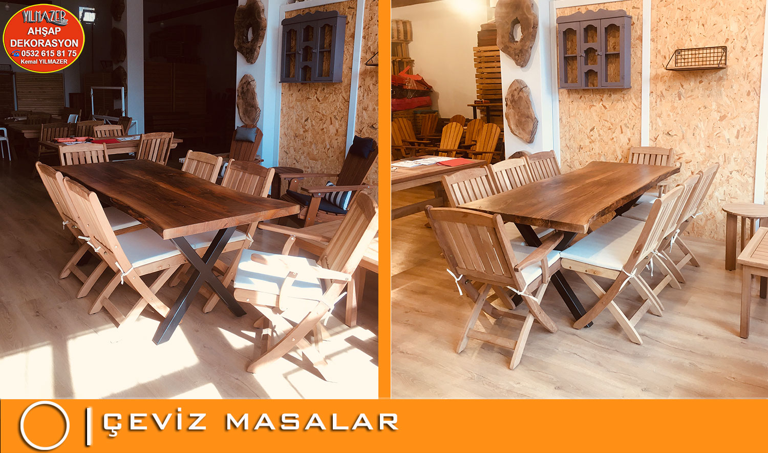 Özel İmalat Ceviz Masalar ve Bahçe Yemek Takımları