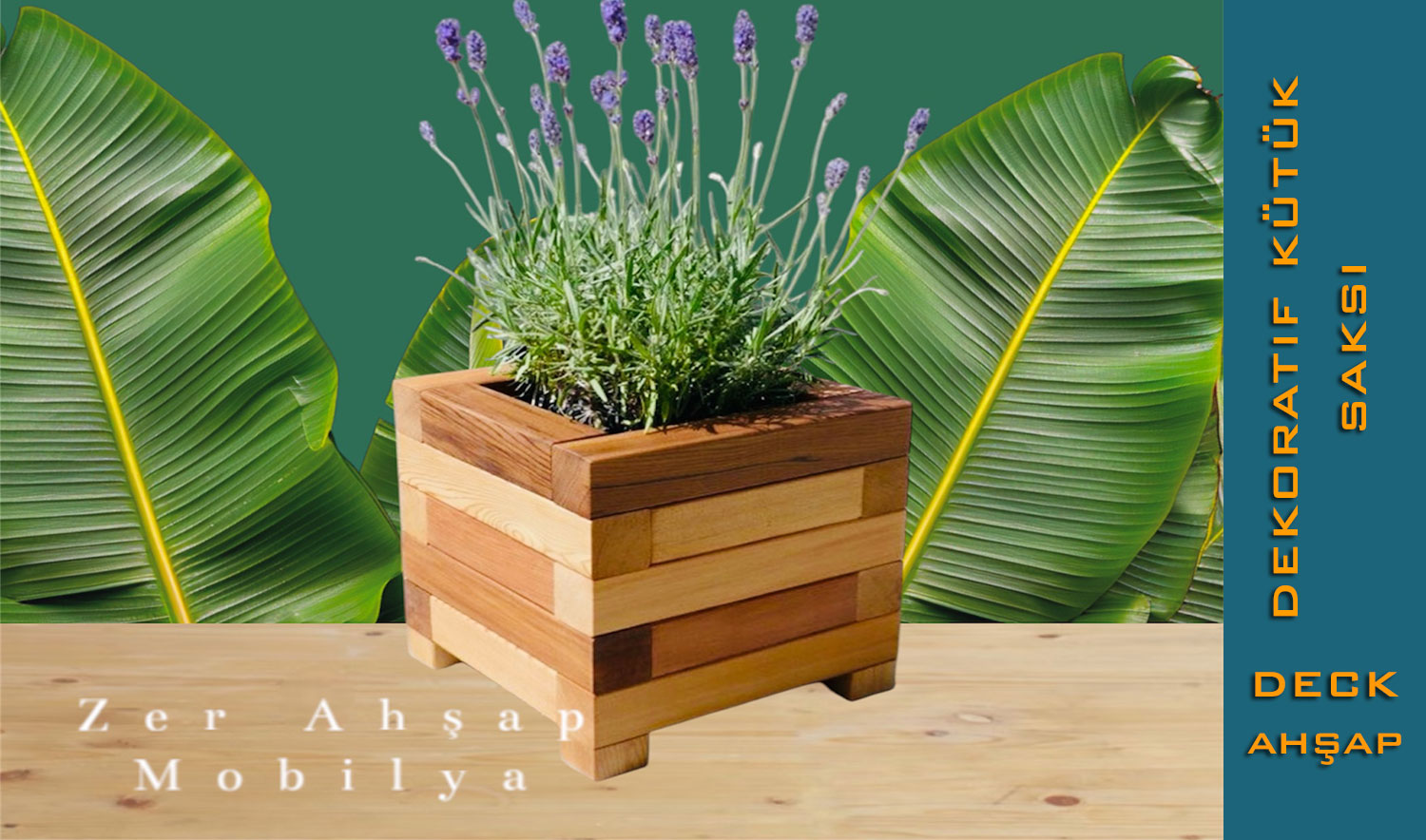 Dekoratif Kütük Blok Ahşap Saksı