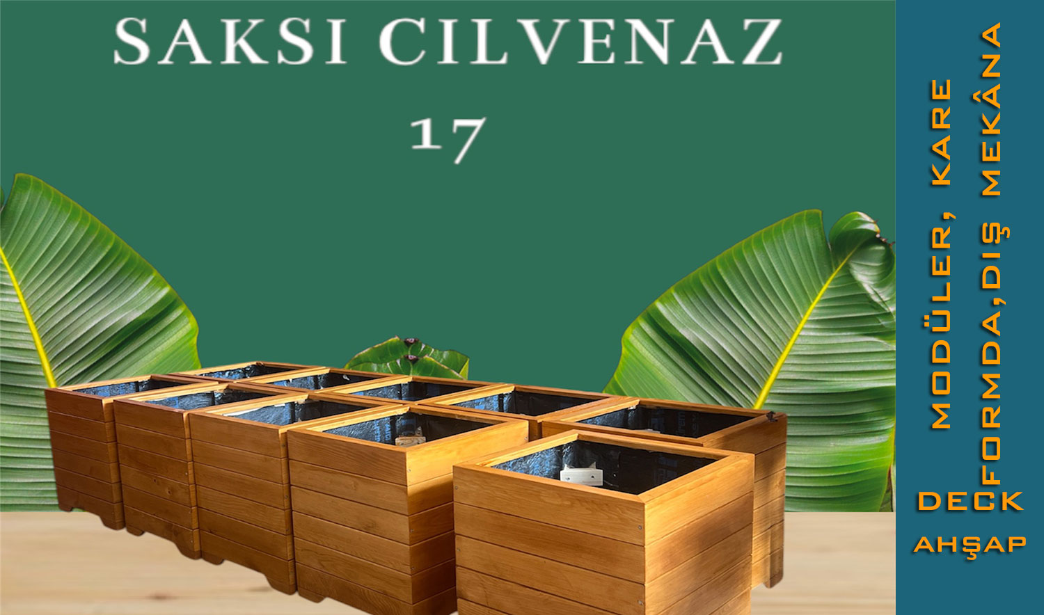 Modüler Kare Ahşap Saksı (Model: Cilvenaz 17)