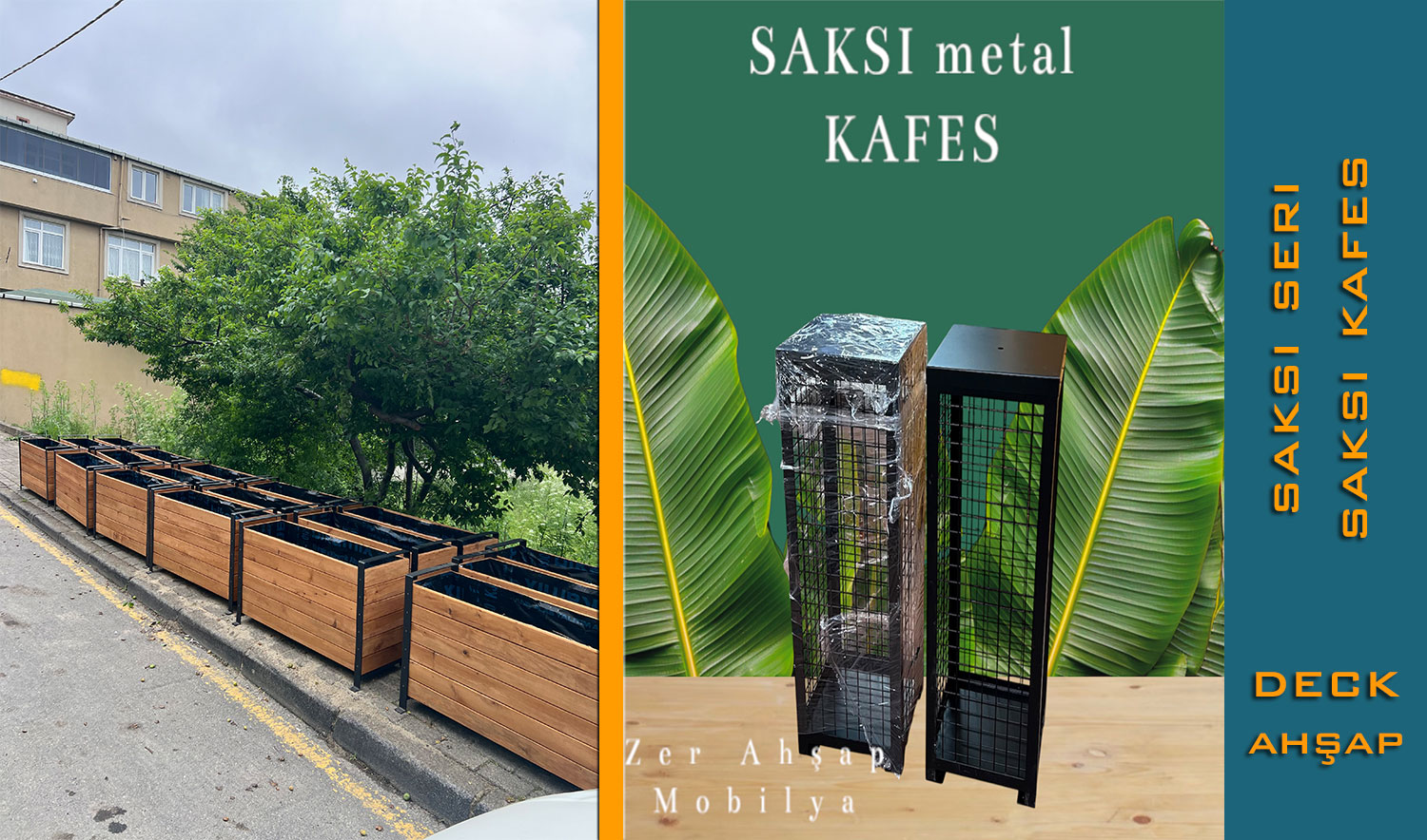 Seri Üretim Dış Mekan Saksılıkları (Ahşap & Metal Kafes Serisi)