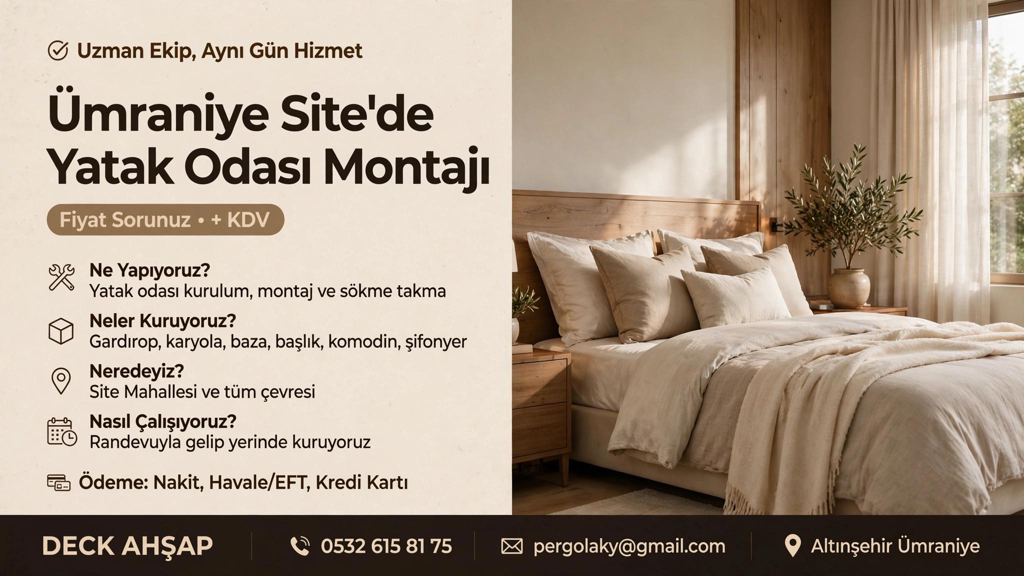Site Mahallesi Yatak Odası Kurulum ve Montaj Hizmeti | Sökme Takma
