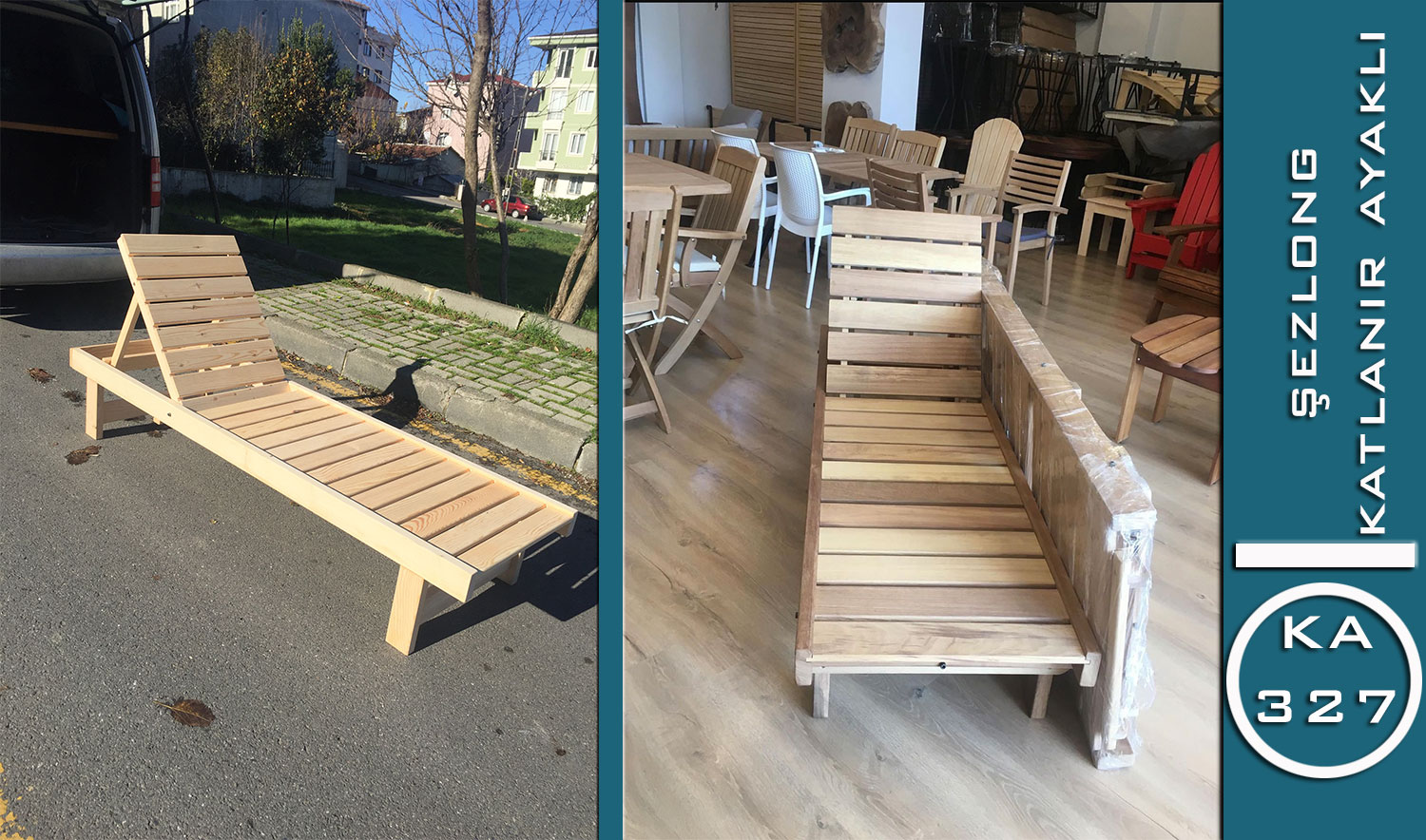 Minimalist Iroko Şezlong (KA 327 | Katlanır Ayaklı)